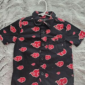 Black Shirt with Red Cloud Pattern
